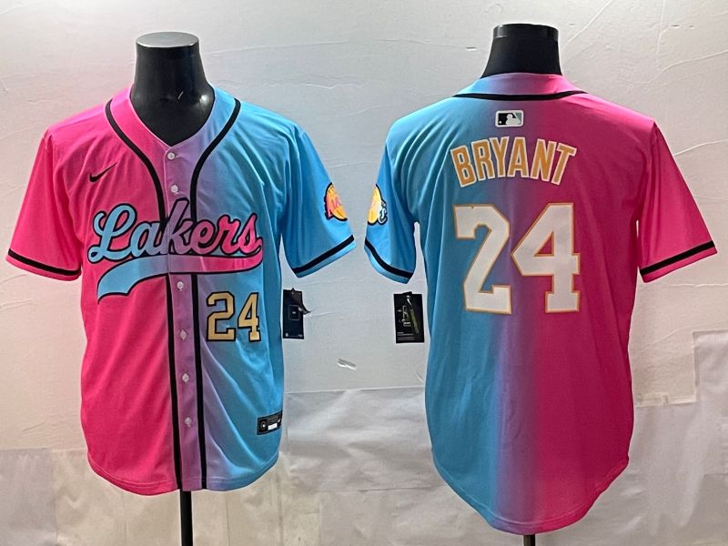 Men 2025 Los Angeles Lakers #24 Bryant Blue pink Nike NBA Jersey style 07
